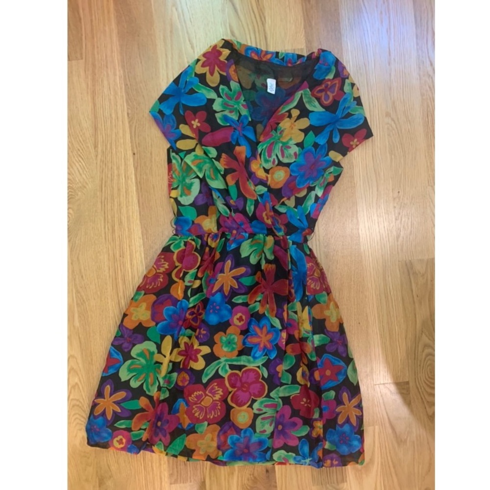 Vintage 1980s silk shawl collar dress, size XS-S